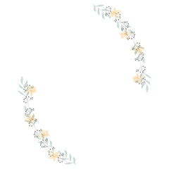 Hand drawn floral wreath for wedding invitation card design