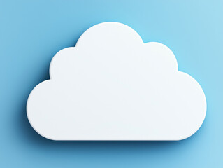 Obraz premium Digital transformation business model innovation. White cloud shape on blue background, symbolizing digital storage