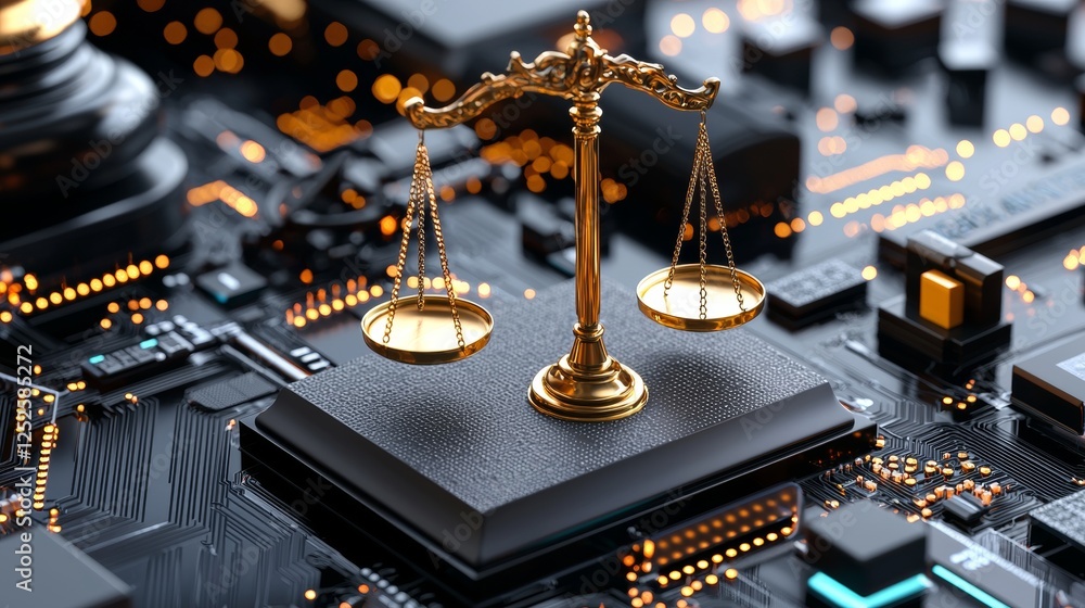 Poster balancing justice on a digital scale the intersection of law and technology in a modern environment