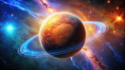 3D Spinning Red Planet Mars in Animated Outer Space