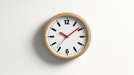 Wooden Frame Wall Clock On Light Beige Background