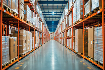 Fototapeta premium Next-gen logistics center featuring eco-conscious technology and optimized efficiency for sustainable operations.
