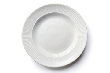 Blank White Ceramic Plate Mockup - Isolated Top View, Empty Dishware, Clean Plate