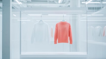 Two Knit Sweaters in a Modern Retail Display