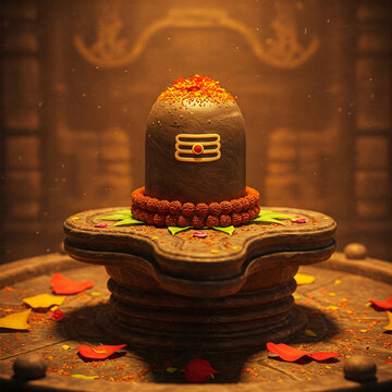 Shiv linga with Rudraksha.
