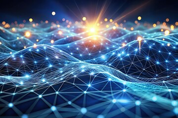 Obraz premium Electric Glow Network, Lights Background Macro Wave