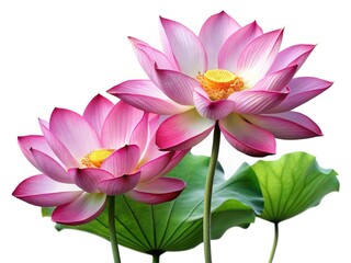 Exquisite Lotus Blossoms Against a Pristine White Canvas