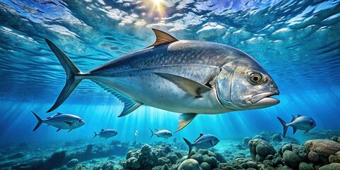 Enormous Giant Trevally in Pristine Ocean Waters