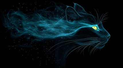 A colossal cosmic leopard gracefully floating through the vastness of space, its sleek, dark body, 
