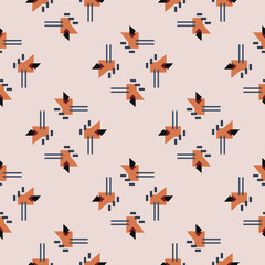 Textile motif seamless pattern. Abstract line shape geometric motif basic pattern continuous background. Man shirt all over print block. 