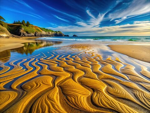 Galicia Beach: Tidal Fractal Sand Patterns, Loiba Espasante