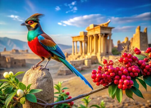 Legendary Homa, a mythical Persian Bird of Paradise