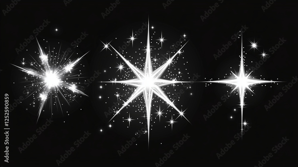 Poster bright sparkling stars create a stunning visual display against a dark background