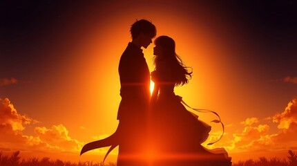 Anime Couple Romantic Wallpaper - Beautiful Love Scene