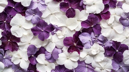 A background of elegant white and purple funeral flowers.