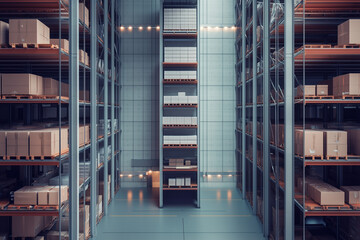 Obraz premium Contemporary logistics structure with clear, streamlined design, optimized for modern distribution and efficiency.