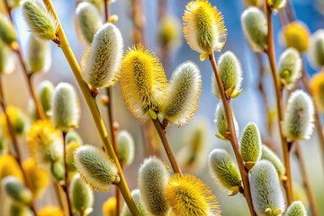 Fototapeta premium Minimalist Willow Twigs - Delicate Branches, Spring Nature Photography