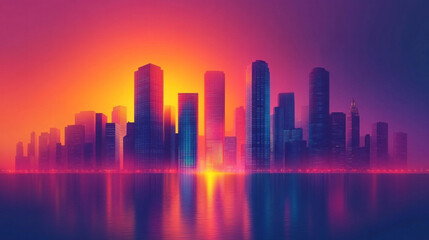 Fototapeta premium Building icons featuring minimalist architectural symbols in vibrant gradient colors