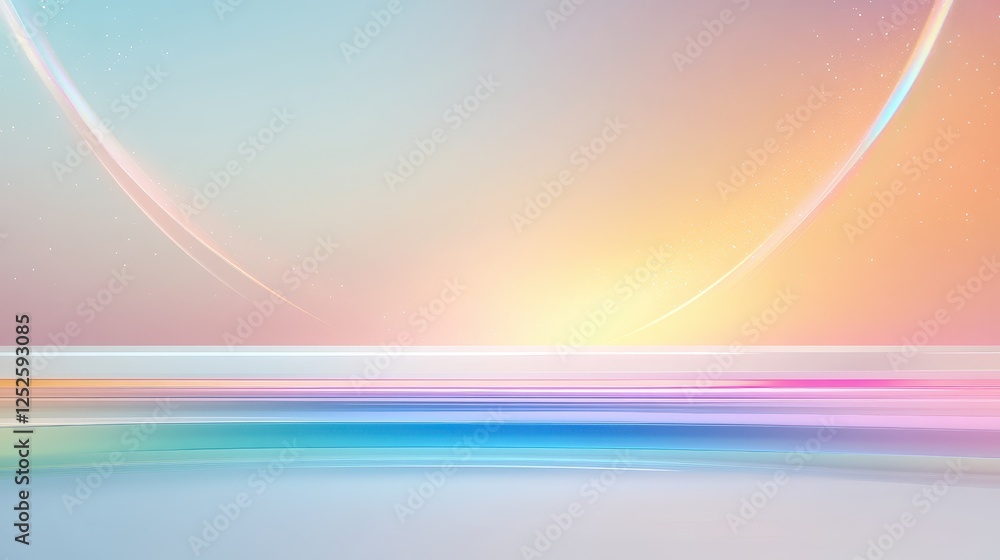 Poster a soft rainbow background with subtle sparkles, radiating warmth and positivity for sophisticated de