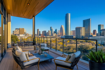 Fototapeta premium High-end lofts with open-air balconies, combining artistic flair with luxurious urban living.