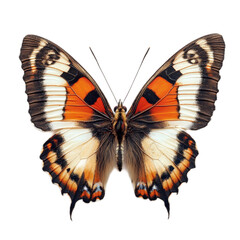 Beautiful Orange and Black Butterfly on White Background