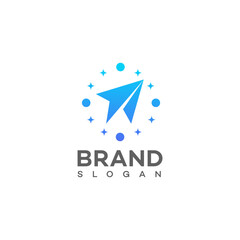 Paper Plane Brand Logo Design Gradient, Stars, Circle, Speed, Flight