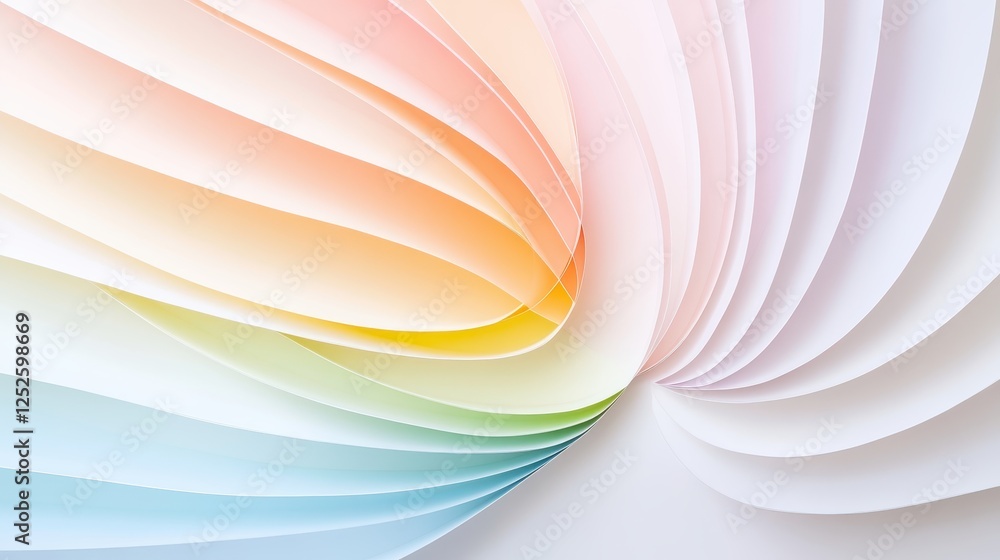 Poster white backdrop with a soft-focus artistic blur of pastel tones arranged in a radial gradient pattern