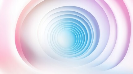 White background fading into a circular pastel gradient, with soft pink and blue tones radiating outward.