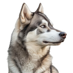Obraz premium Majestic Siberian Husky Profile Against White Background.