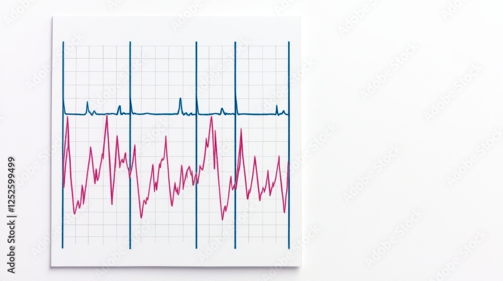 Poster a colorful graph displaying fluctuating data trends with blue and pink lines against a white backgro
