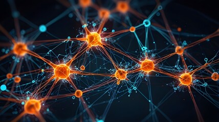 Abstract AI neural network visualized as glowing interconnected nodes