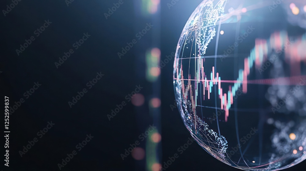 Aufkleber global business data visualization globe