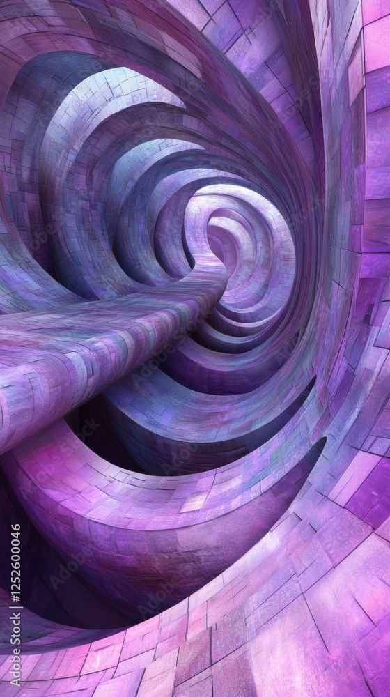 Fototapete abstract 3d geometric design intricate purple and blue structures forming an endless tunnel the shap