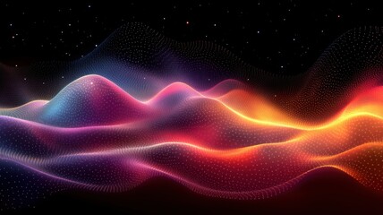 Fototapeta premium Colorful Wave Patterns with Glowing Lights and Dark Background