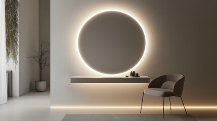 A modern frameless mirror with LED lighting, providing an elegant and minimalist look.