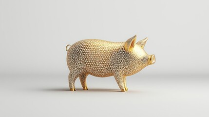 Golden Pixel Pig Illustration