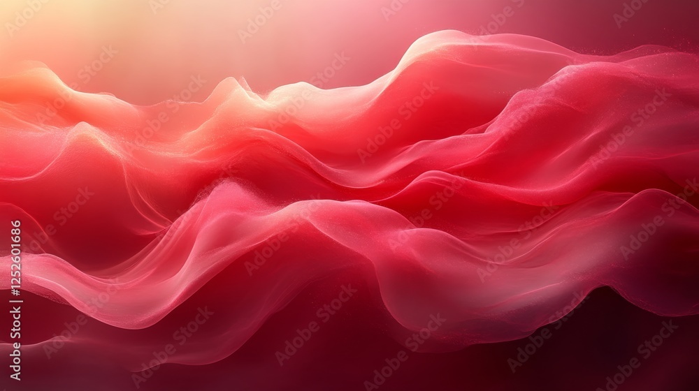 Poster abstract fluid art with flowing red and pink waves, soft texture. modern design and creativity conce