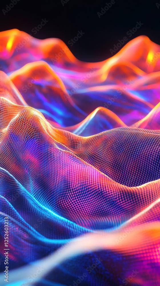 Fototapete abstract 3d wallpaper an intricate wave of polygons in bold neon colors shapes bend and flow in a rh