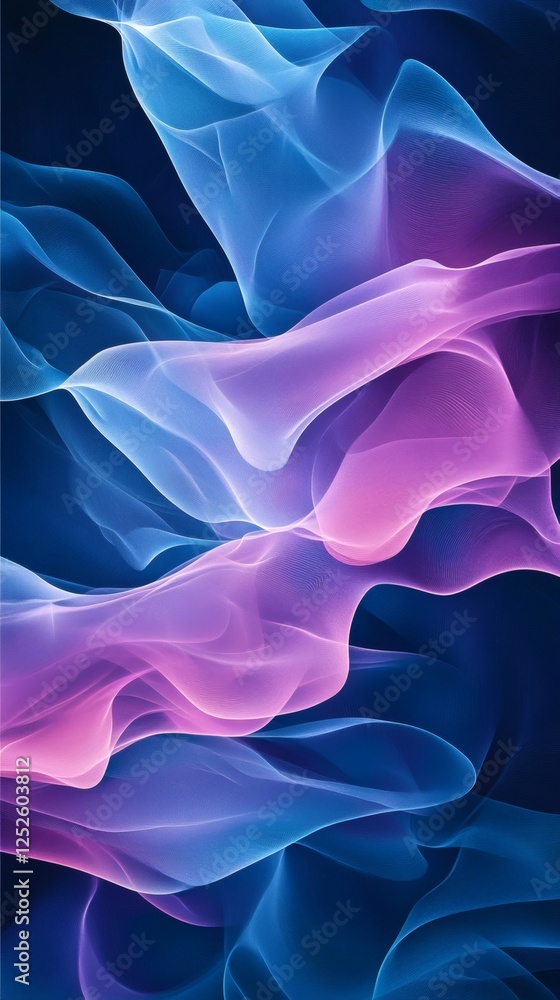 Poster abstract 3d wallpaper layers of soft translucent waves flowing across the screen vibrant blues and p