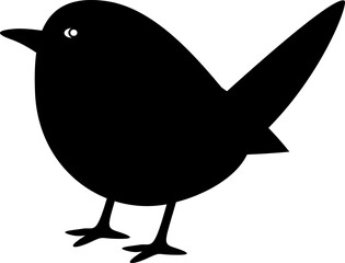 Wren Bird Nature Vector Illustration Black Silhouette on White Background