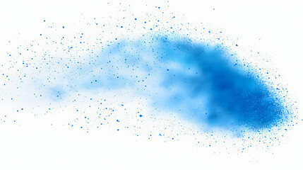 Blue powder explosion on white background, design element