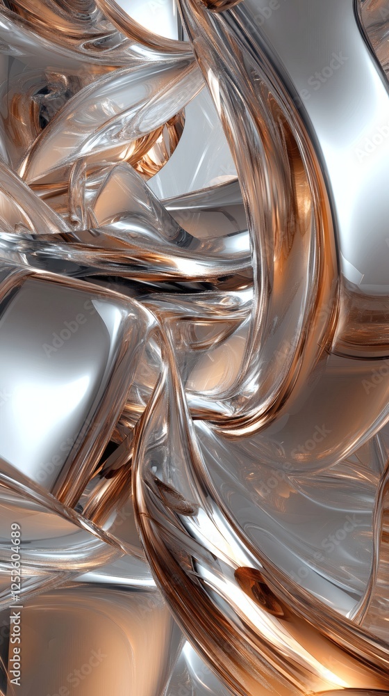 Poster abstract 3d wallpaper swirling glasslike structures in metallic hues reflecting soft ambient light c