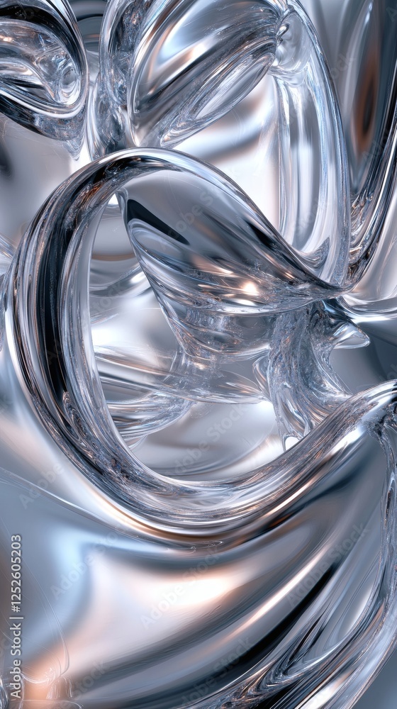 Poster abstract 3d wallpaper swirling glasslike structures in metallic hues reflecting soft ambient light c