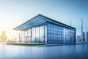 Striking modern distribution center showcasing futuristic architecture fused with innovative real-time technology and operational efficiency