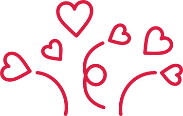 喜びで心が動いているハートのシンプルな線画アイコン