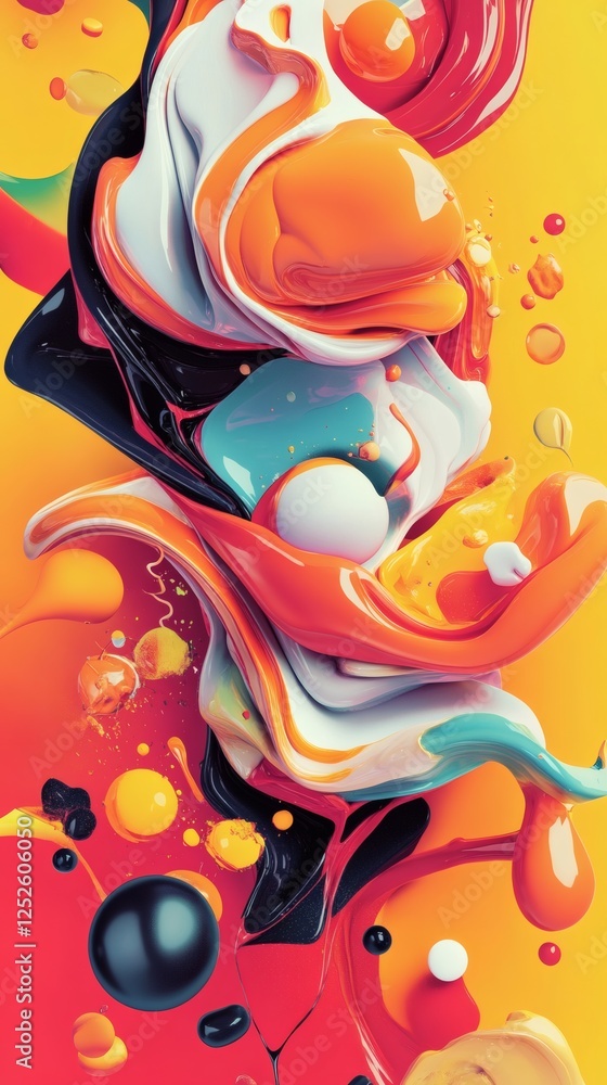 Poster abstract art design stiff and molten objects blending together on a vibrant background perfect for p