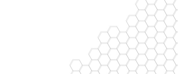 Abstract white hexagonal geometric background. Luxury White 3D futuristic honeycomb mosaic white background. Abstract white lines background. 