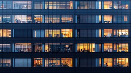 Obraz premium Modern Office Building Facade At Night