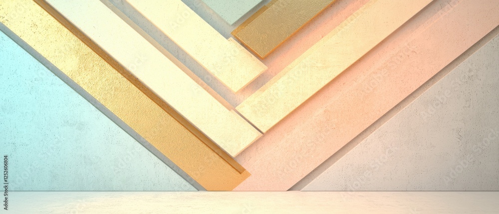 Poster creative colorful geometric patterns modern studio graphic design abstract environment above view vi