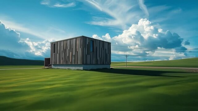 Modern hut on the grass
